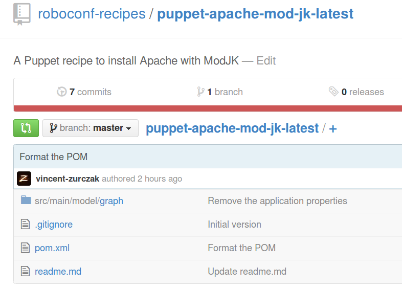 A Git repository for an Apache recipe