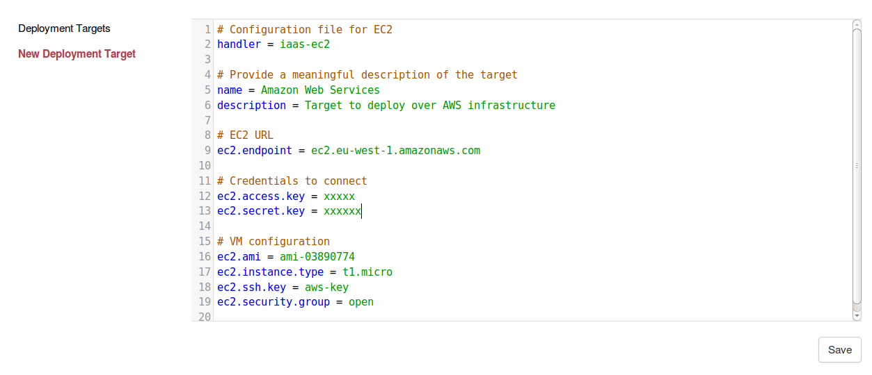 Creation of a new deployment target in Roboconf's web console