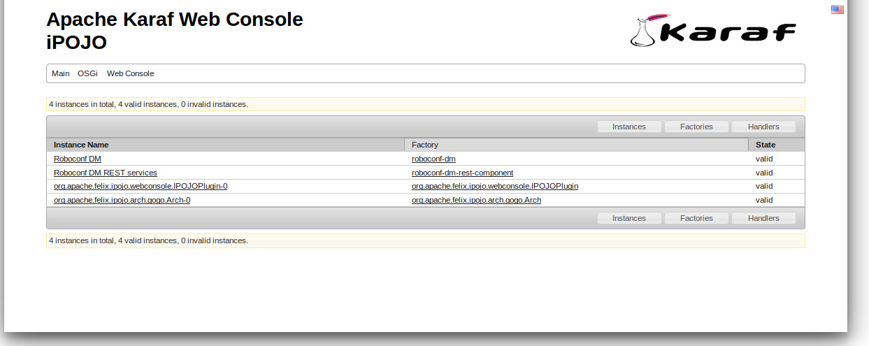 The iPojo page in Karaf's web console