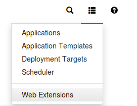 A menu to access all the web extensions